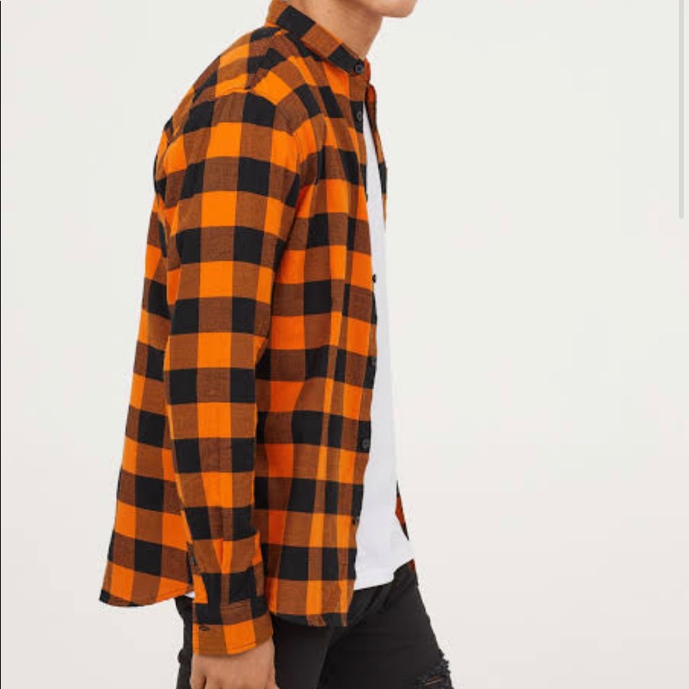 H&M orange and black flannel